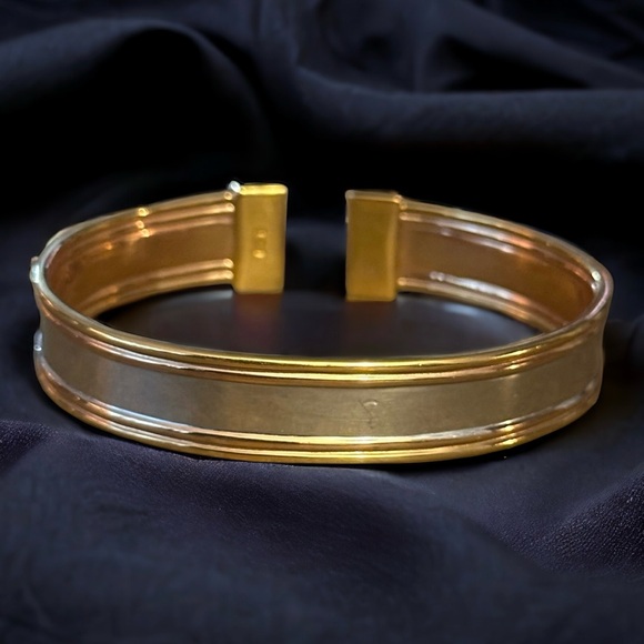 The Bradford Exchange 24K plated two tone Live, Love, Laugh cuff bracelet - Picture 1 of 9